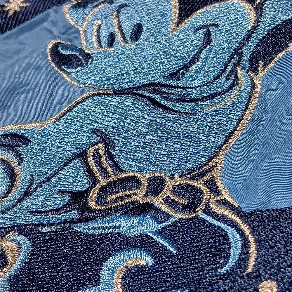 Disney Jacket Mens 1X Blue Embroidery Zip Up Waterproof Hooded Vintage